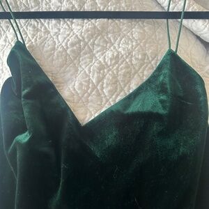Dark green velvet mini dress